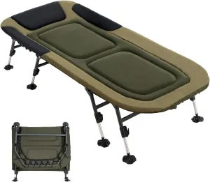 XL Camping Cot with Mattress for Adults 330Lbs, Strong Heavy Duty Military Bed for Outdoor with Carry Bag, Portable Wide Padded Reclining Lounger, Sleeping Cot for Camping, Hiking