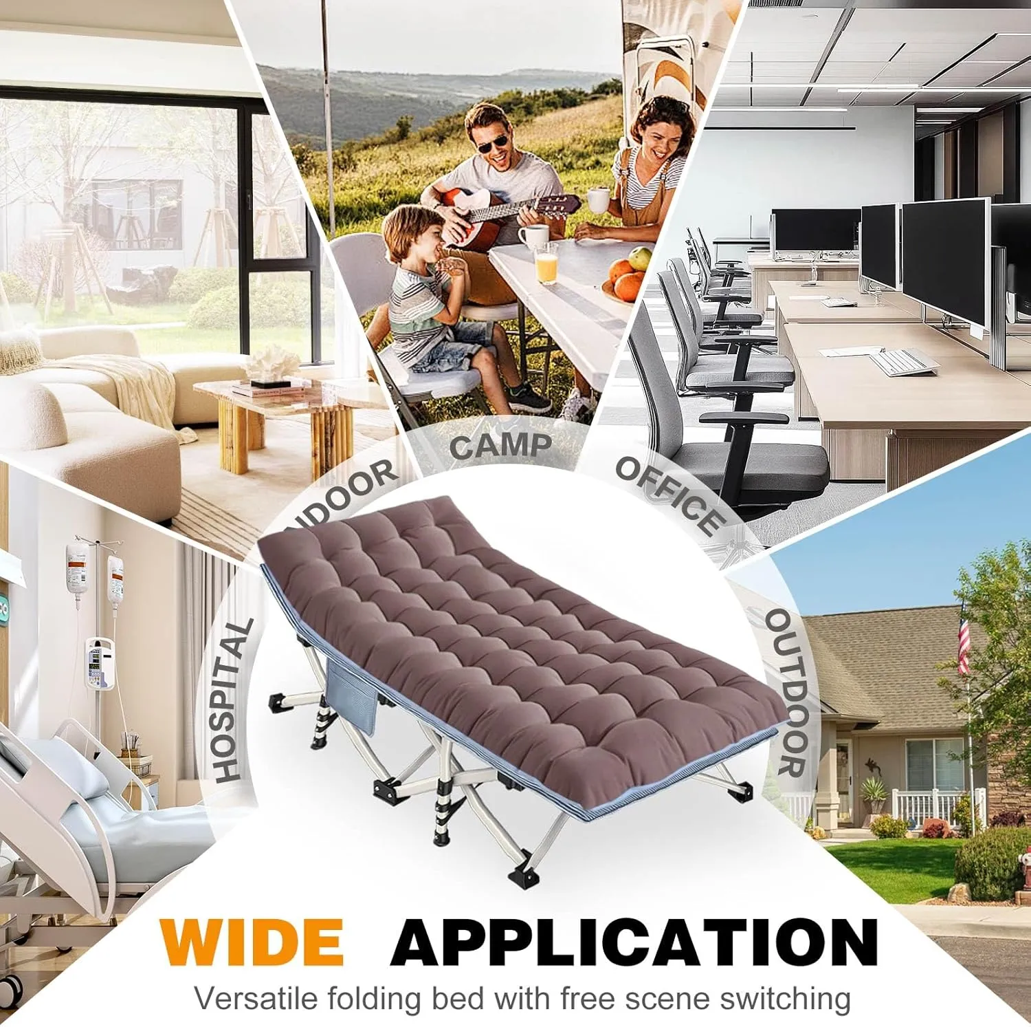 XXL Camping Cots Oversize Sleeping Bed with Comfortable Mattress Extra Large Camping Bed for Adults Cots Include Carry Bag for Adults Portable Folding Cots Easy to Set Up Nap Office Indoor Vacation