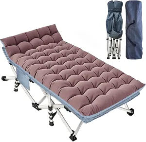 XXL Oversize Camping Cot with Comfortable Mattress Camping Cots for Adults 32 Inches Wide Cots for Sleeping Cot Bed Folding Cot Heavy Duty with Carry Bag Easy to Install Outdoor Indoor