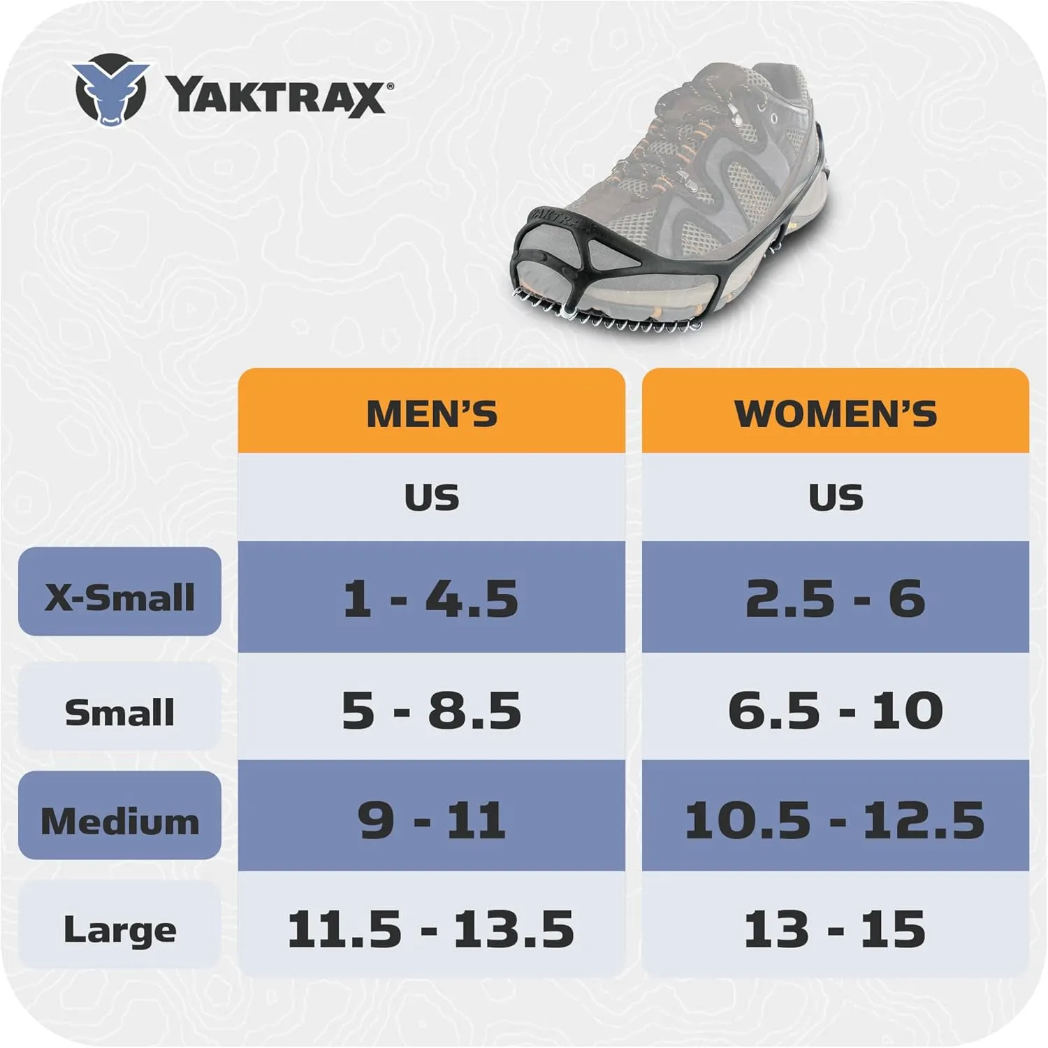 Yaktrax Walk Plus Traction Cleats for Ice and Snow, 360° Steel Coil Grip for All-Direction Traction, Flexible Cold-Resistant Upper, Easy On/Off with Heel Tab, Includes Carry Bag & Carabiner