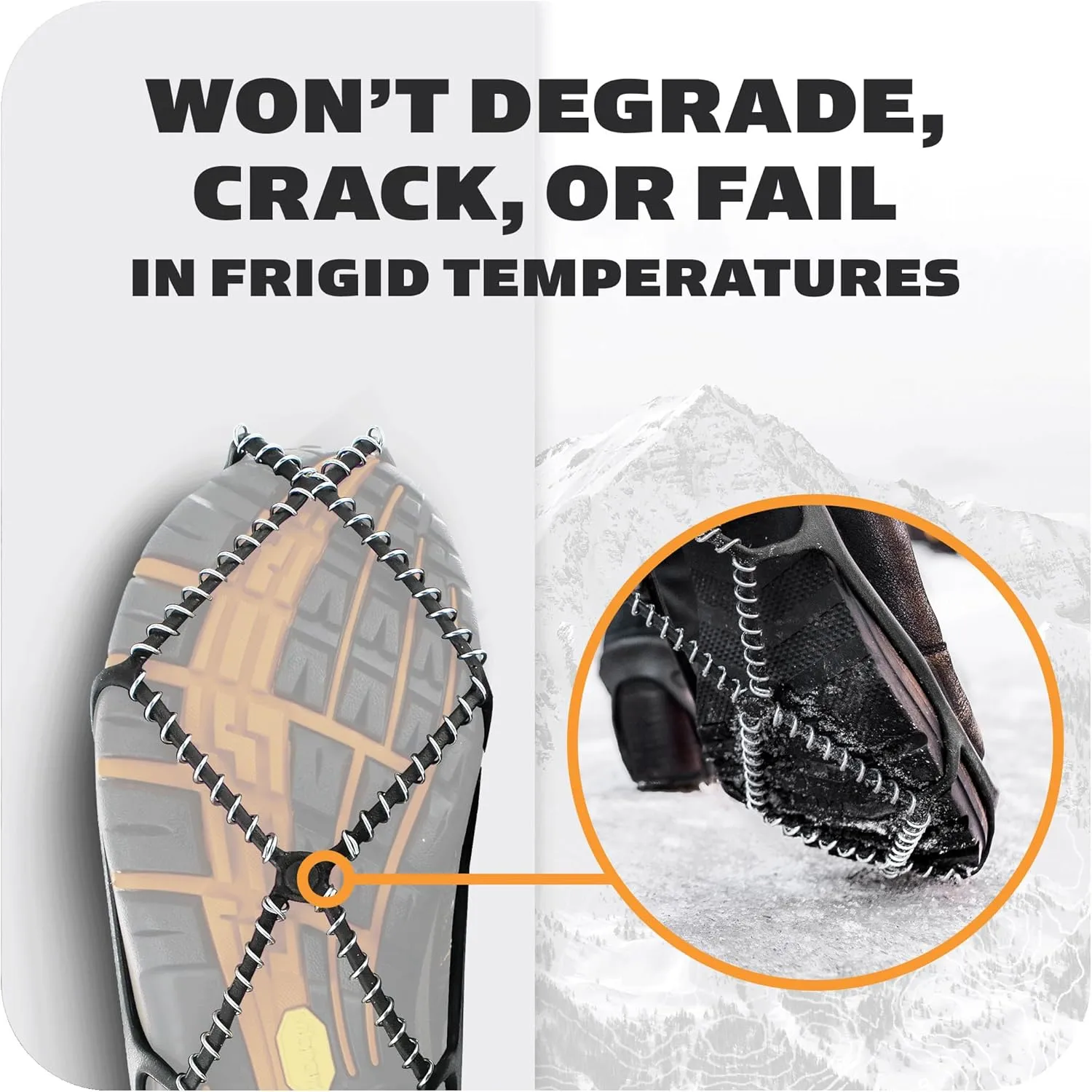 Yaktrax Walk Plus Traction Cleats for Ice and Snow, 360° Steel Coil Grip for All-Direction Traction, Flexible Cold-Resistant Upper, Easy On/Off with Heel Tab, Includes Carry Bag & Carabiner