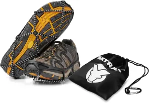 Yaktrax Walk Plus Traction Cleats for Ice and Snow, 360° Steel Coil Grip for All-Direction Traction, Flexible Cold-Resistant Upper, Easy On/Off with Heel Tab, Includes Carry Bag & Carabiner