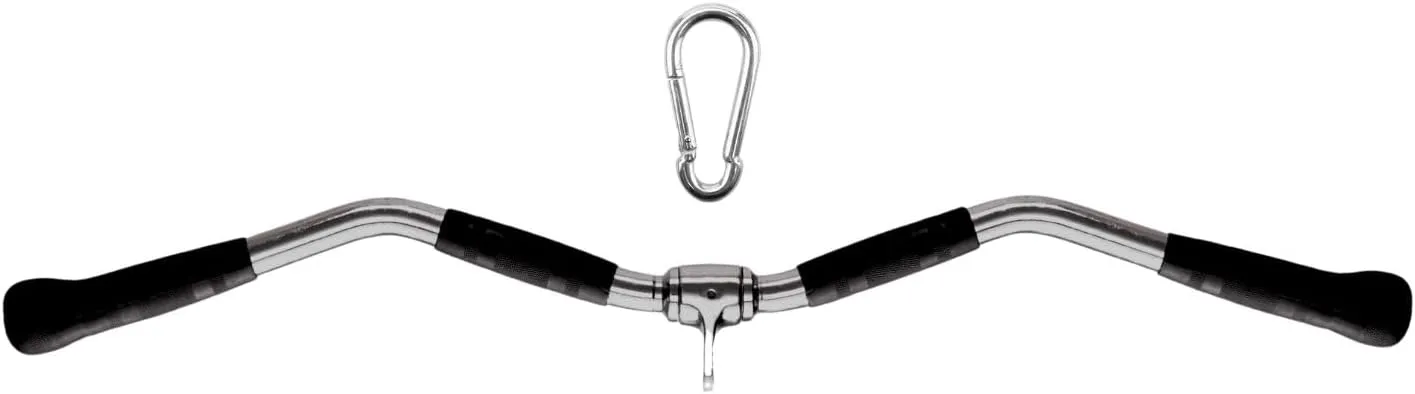 Yes4All Wide Grip Curl LAT Pull Down Bar Attachments Rubber Handgrips/Curl Bar/Press Down for Cable Pulley System Machine
