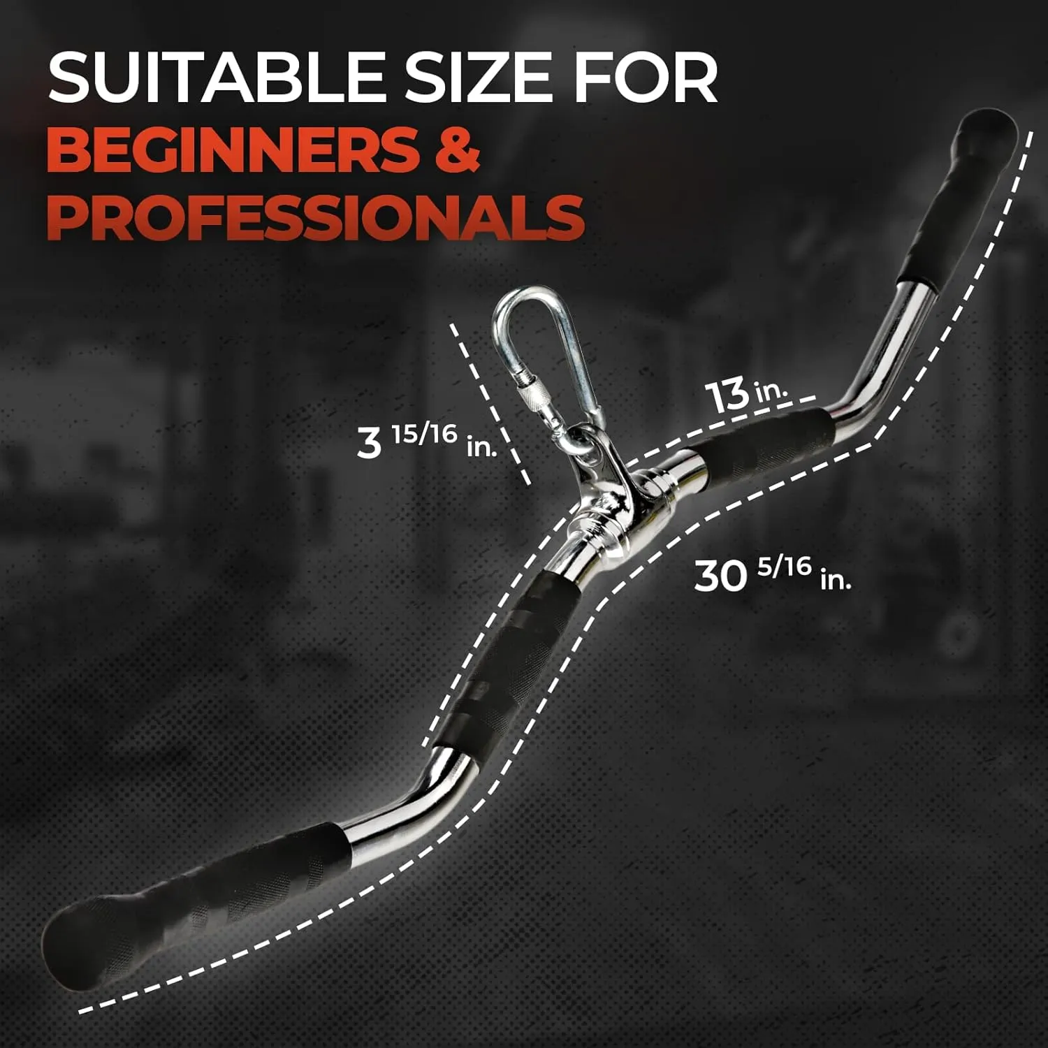Yes4All Wide Grip Curl LAT Pull Down Bar Attachments Rubber Handgrips/Curl Bar/Press Down for Cable Pulley System Machine