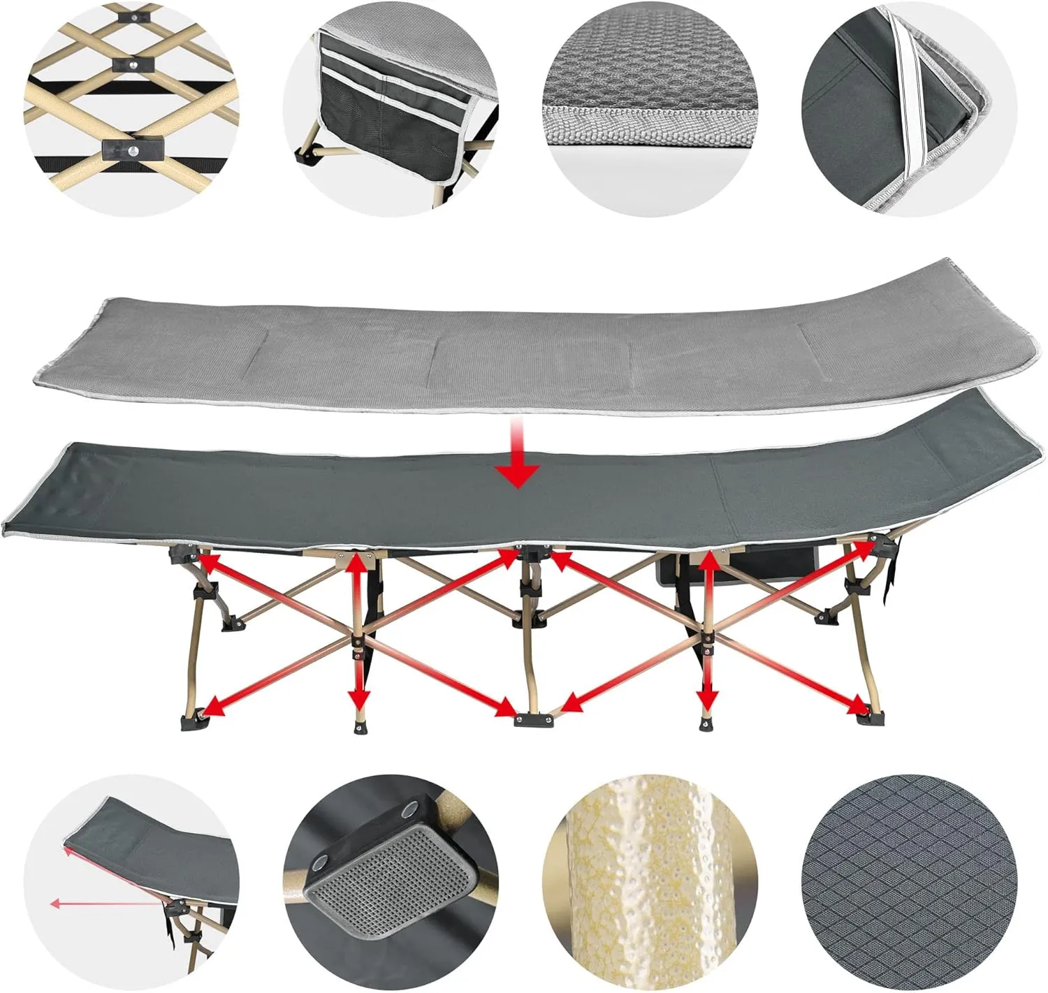 Yescom Folding Cot Collapsible Camping Bed with Carrying Bag Travel Outdoor Yard 2 Pack
