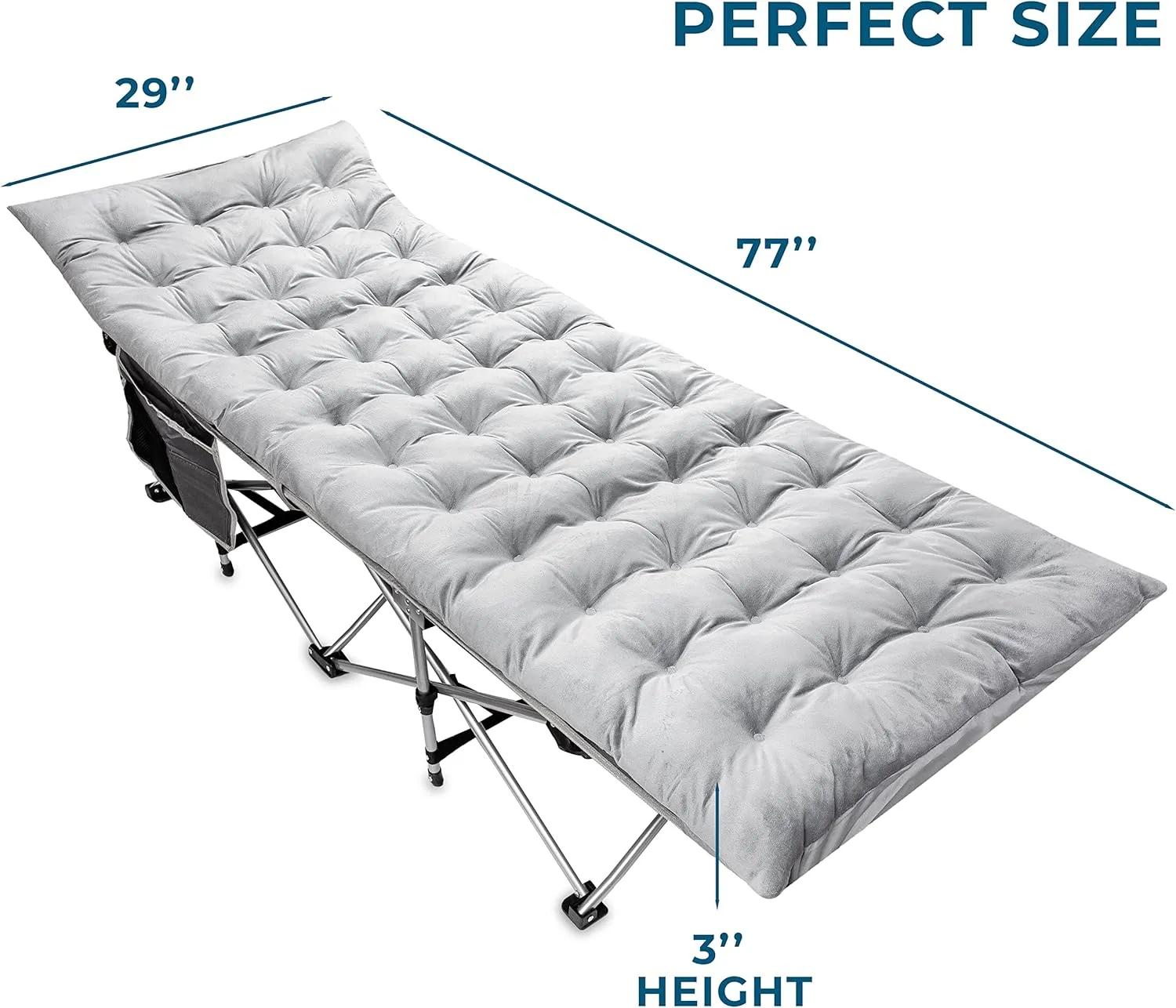 Zento Camping Cot Mattress Foam Pad for Adults – Thick Soft Ultra Comfort Sleeping Pad for Traveling Hiking Outdoor or Indoor Use – Lightweight Easy to Carry Foldable Waterproof Adult Cot Mattress