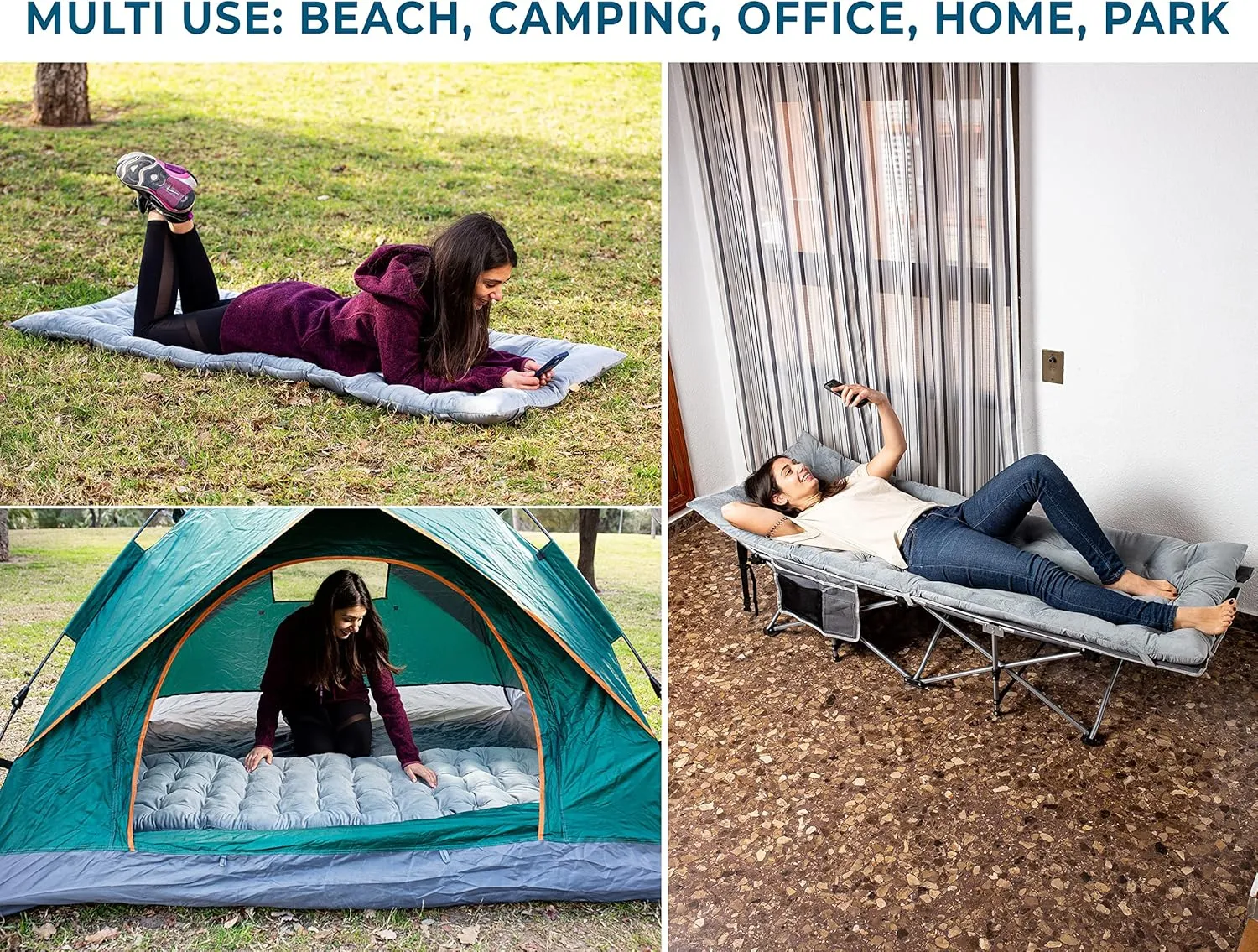 Zento Camping Cot Mattress Foam Pad for Adults – Thick Soft Ultra Comfort Sleeping Pad for Traveling Hiking Outdoor or Indoor Use – Lightweight Easy to Carry Foldable Waterproof Adult Cot Mattress