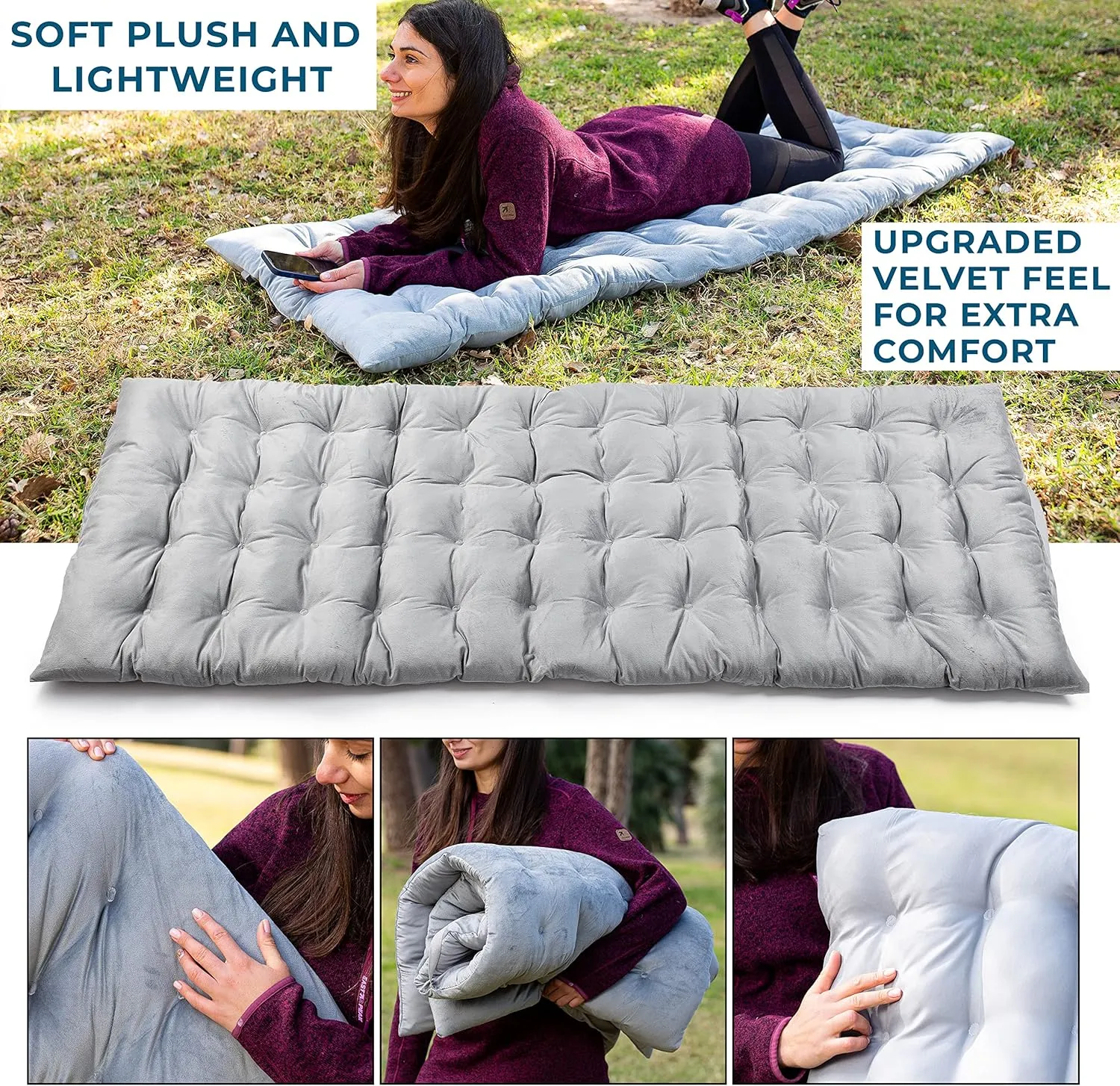 Zento Camping Cot Mattress Foam Pad for Adults – Thick Soft Ultra Comfort Sleeping Pad for Traveling Hiking Outdoor or Indoor Use – Lightweight Easy to Carry Foldable Waterproof Adult Cot Mattress