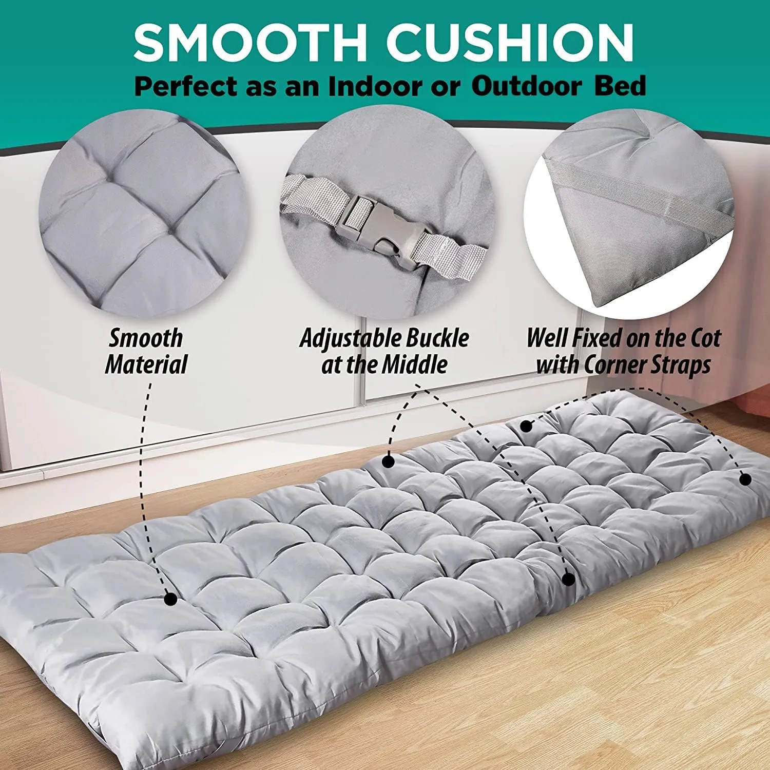 Zone Tech Camping Cot Mattress Pad Premium Quality Outdoor Comfortable Thicker Cotton Sleeping Cot Lightweight Waterproof Bottom Pad Mattress for Adult, Kid