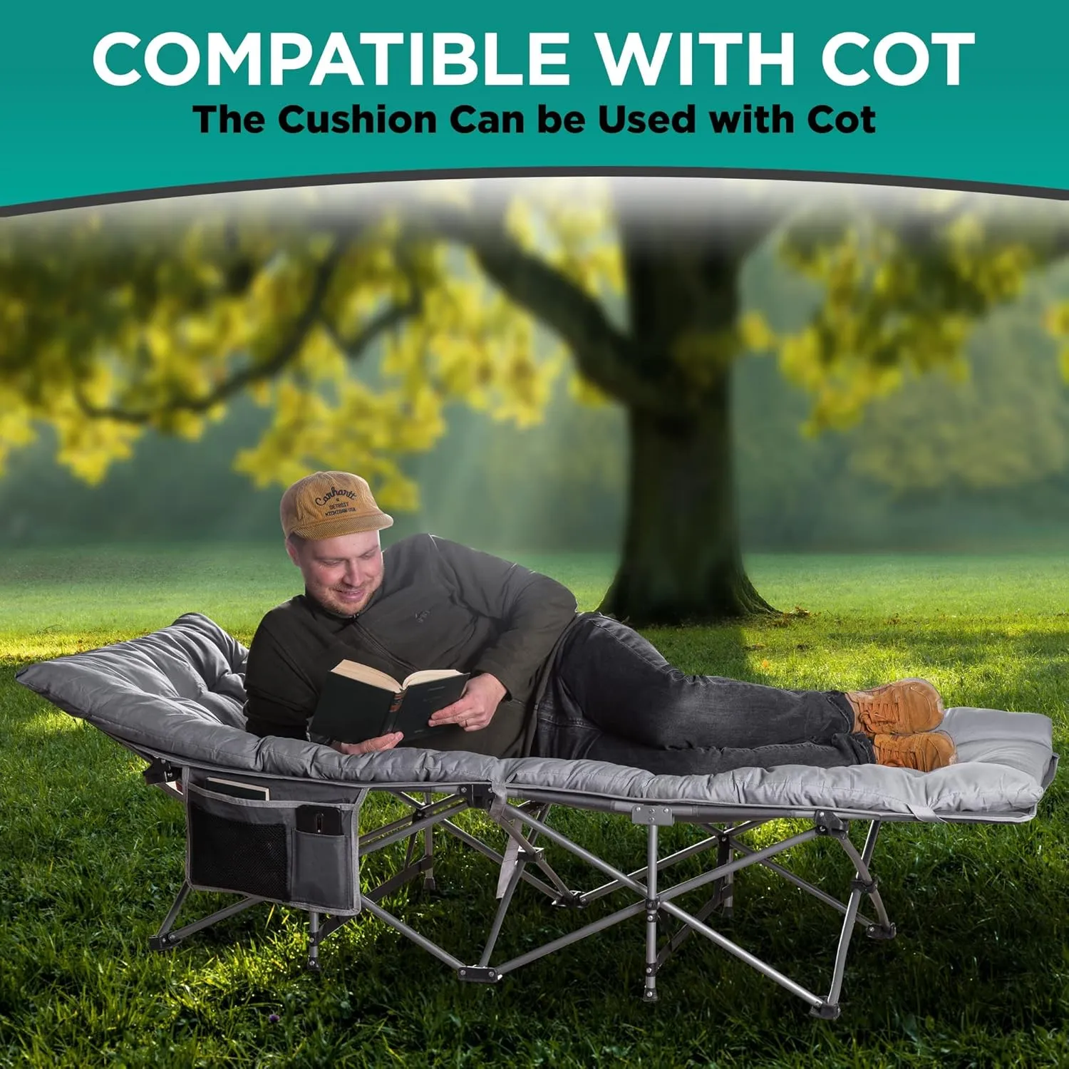 Zone Tech Camping Cot Mattress Pad Premium Quality Outdoor Comfortable Thicker Cotton Sleeping Cot Lightweight Waterproof Bottom Pad Mattress for Adult, Kid