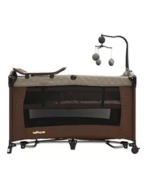 Zubaida's Bambies 3-in-1 Premium Playard with Rocking Feature, Changing Station & Mobile - Brown Edition