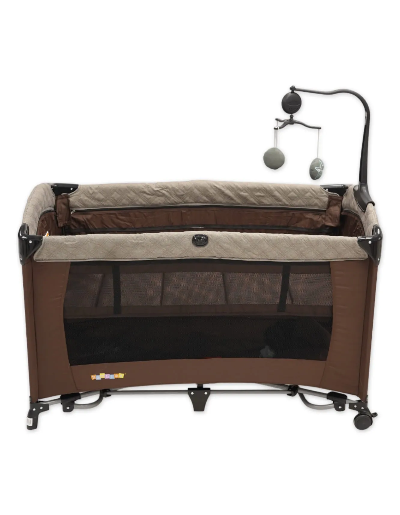 Zubaida's Bambies 3-in-1 Premium Playard with Rocking Feature, Changing Station & Mobile - Brown Edition