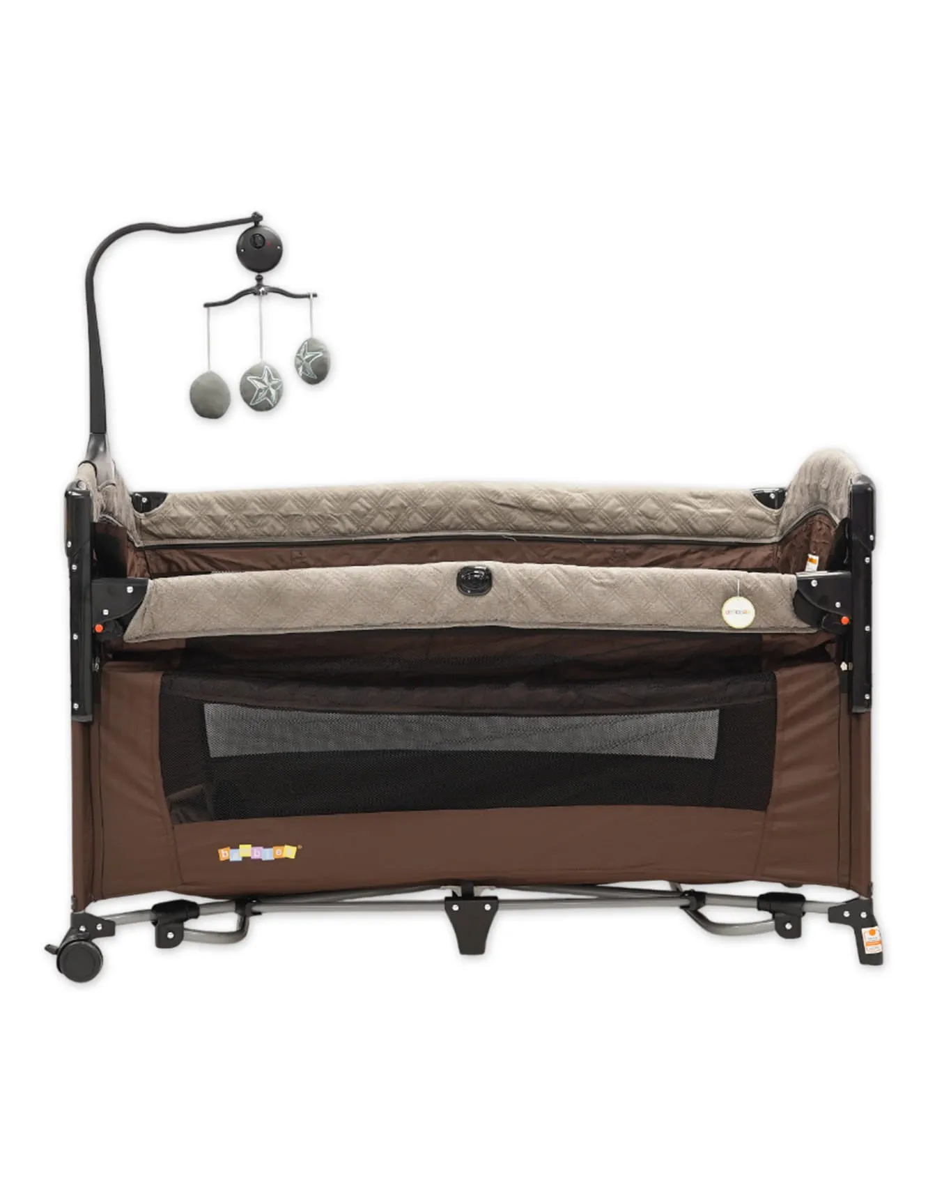 Zubaida's Bambies 3-in-1 Premium Playard with Rocking Feature, Changing Station & Mobile - Brown Edition