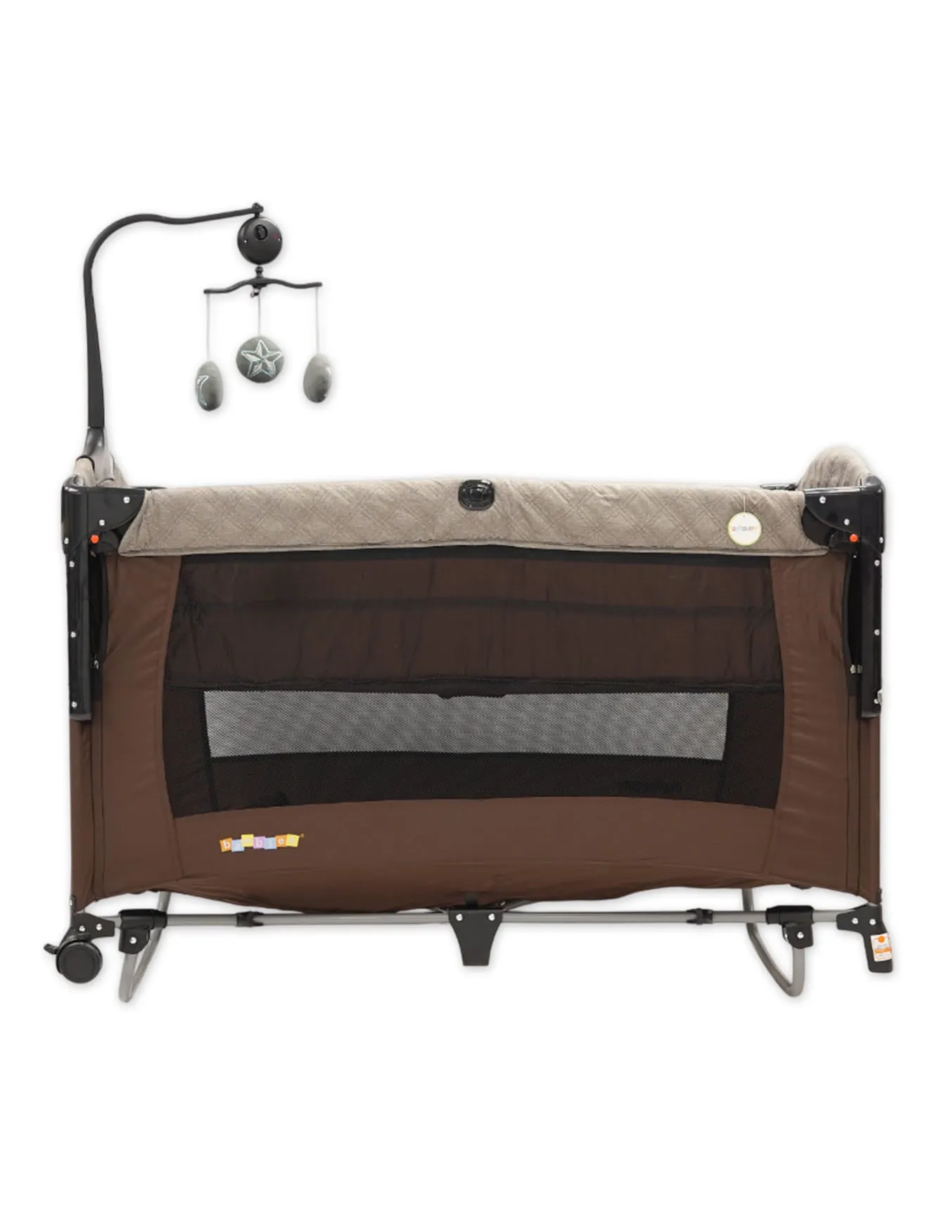 Zubaida's Bambies 3-in-1 Premium Playard with Rocking Feature, Changing Station & Mobile - Brown Edition