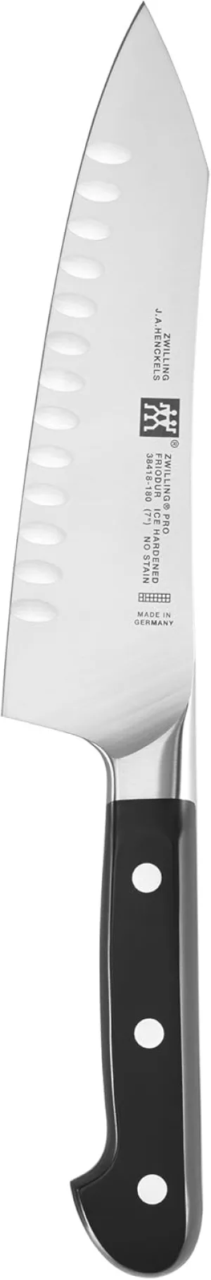 ZWILLING J.A. Henckels Pro 7 Hollow Edge Rocking Santoku Knife, Silver
